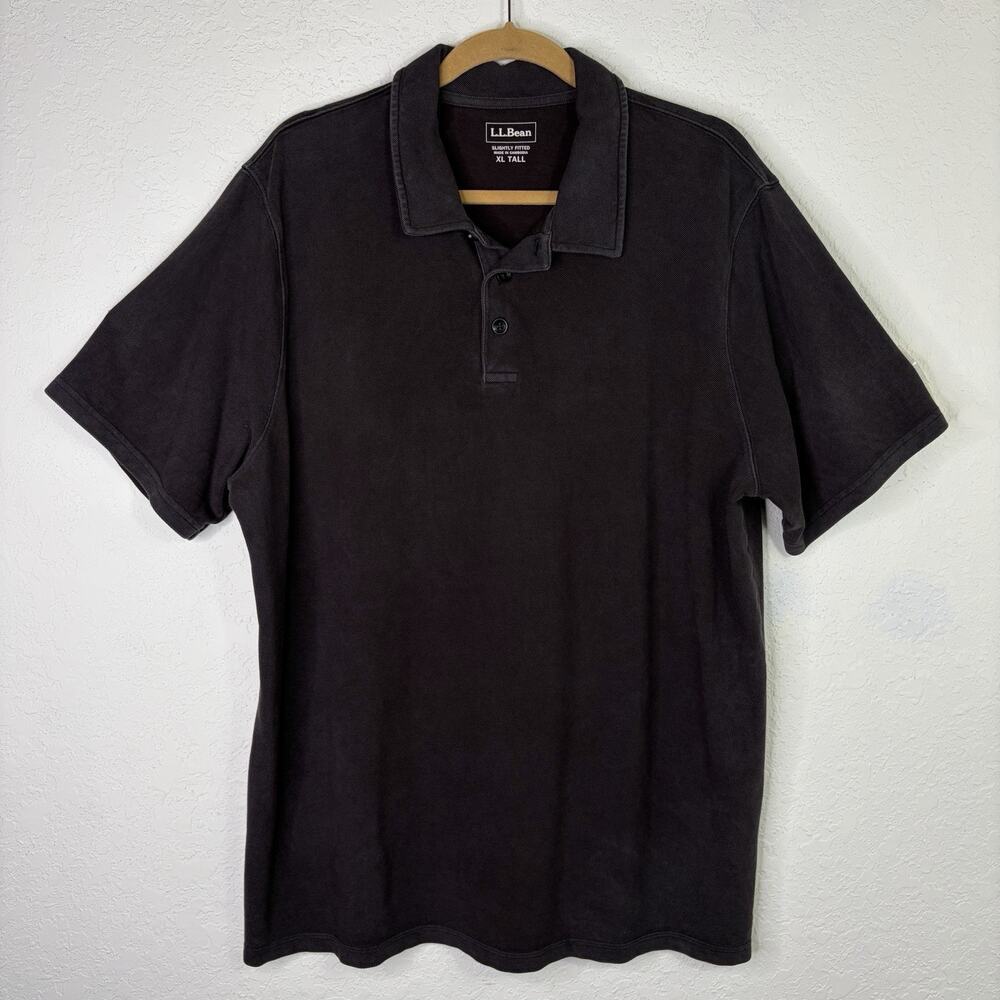 L.L. Bean Slightly Fitted Polo Shirt Dark Gray Cotton Size XL Tall, preppy
